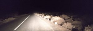 headlights on Aousserd Road, Western Sahara
