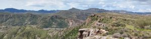grassland and scrub on hillsides at Yesos de Sorbas, Almeria